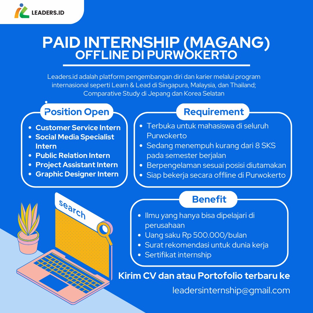 PAID INTERNSHIP (MAGANG) OFFLINE DI PURWOKERTO